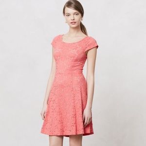 Anthropologie Coral Maeve Dayflower Lace Dress XS 0 2